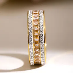 Rubans Voguish 18K Gold Plated Stainless Steel Tarnish Free Waterproof Zirconia Band Ring-40