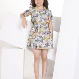 Peppermint Girls Abstract Printed Fit & Flare Dress-image-97