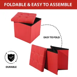 Aura Set Of 4 Red Storage Ottomans image 4