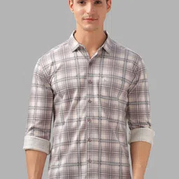 BULLMER Men Spread Collar Checked Cotton Casual Shirt-picture-16