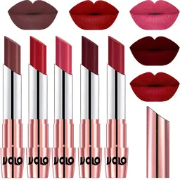 VOLO Set Of 5 Creme Matte Lipsticks -  Coffee 34-Tomato Red 40-Pink 41-Maroon 42-Red 43-image-62
