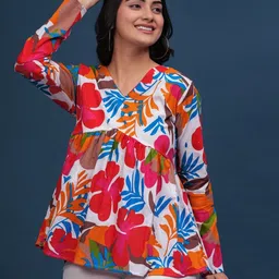 SHOOLIN Women Floral Printed A-Line Top-picture-3