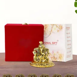 INTERNATIONAL GIFT Gold Plated 7 Pieces Pagdi Ganesh With 6 Diya Religious Idol Showpiece-image-46