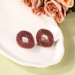 KPOP Gold-Plated Rhinestone Studded Contemporary Studs-10