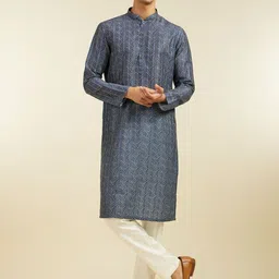 Diwas by Manyavar Men Printed Thread Work Kurta-image-90
