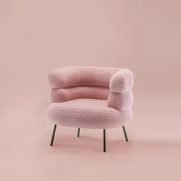 nestroots Exquisite Boucle Accent Pink & Black Wooden Lounge Chair-image-85