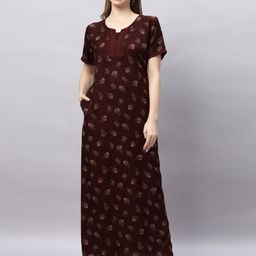 QUIRA Women Printed Maxi Nightdress-image-73