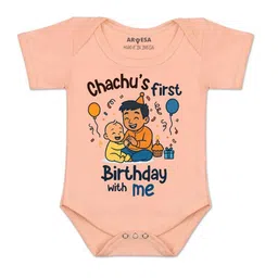 Arvesa Kids-Unisex Peach Cotton Rompers-picture-8