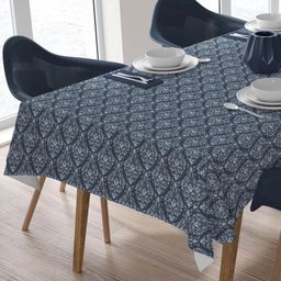 HOME COLORS.IN Blue Ethnic Motifs Cotton 6-Seater Table Cover-image-59