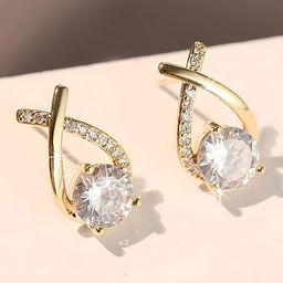 KARISHMA KREATIONS 18k Gold Plated Korean Cubic Zirconia Studded Contemporary Studs-54