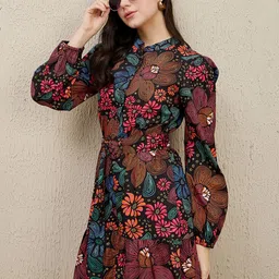 ZUMMER Floral Print Puff Sleeve Shirt Dress-picture-42