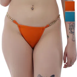 Selfcare Women Pack of 2 Soft Lycra Blend Mid-Rise Bikini Panty with Stylish Golden Chain-image-64