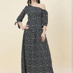 aayu Women Floral Printed One Shoulder Crepe Maxi Dress-picture-23