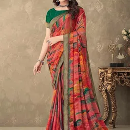 Reboot Fashions Embellished Patchwork Pure Chiffon Saree-image-67