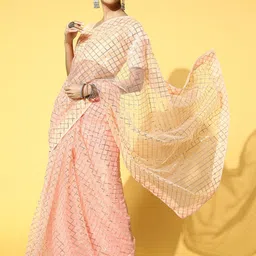 DIVASTRI Embellished Sequinned Net Designer Saree-image-84