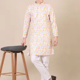 Stuffie Land Abstract Printed Thread Work & Sequinned Pure Cotton Kurta with Pyjamas image 3