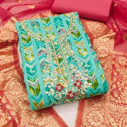 DIVASTRI Green Printed Unstitched Dress Material-image-85