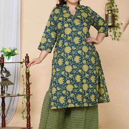 Doriyaan Women Floral Printed Regular Pure Cotton Kurta with Sharara-image-26