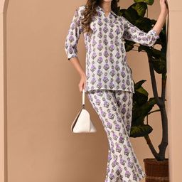 Anouk Rustic Women Floral Printed Pure Cotton Kurti with Trouser-57