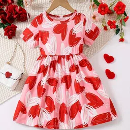 Kidotsav Girls Conversational Printed Round Neck Fit & Flare Dress-picture-2