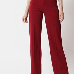 SHINE N SHOW Women Relaxed Straight Fit High-Rise Easy Wash Trousers-image-83