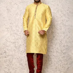 RANAK Woven Design Georgette Mandarin Collar Kurta With Churidar-50