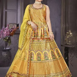 EthnicTree Printed Beads and Stones Ready to Wear Lehenga & Blouse With Dupatta-image-28