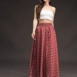 emeros Women Flared Maroon, White Viscose Rayon Trousers-picture-31