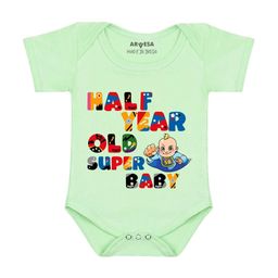Arvesa Half Birthday Baby Printed Bodysuit-image-57