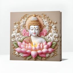 Olive Tree Pink & White Buddha Religious Canvas Wall Art-image-17