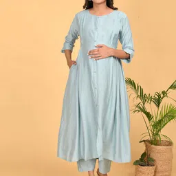 GOLDSTROMS Women Solid Kurta with Trousers-picture-21