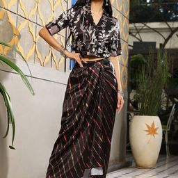 QISSA Printed Top With Skirt Co-Ords-picture-40