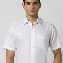 Van Heusen Woven Design Spread Collar Cotton Shirt-image-61