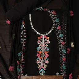 SHADOW & SAINING Floral Embroidered Sequinned Georgette Unstitched Dress Material-image-20
