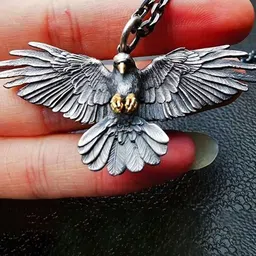 Bling Queen Men Stainless Steel Eagle Wing Pendant Necklace With Chain-image-72