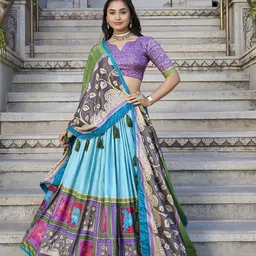 A TO Z CART Printed Ready to Wear Lehenga & Unstitched Blouse With Dupatta-picture-14