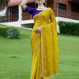 K 5 Fashion Embellished Beads and Stones Pure Chiffon Jimmy choo Saree-image-75