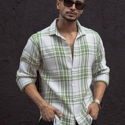 Powerlook Men Spread Collar Tartan Checked Cotton Casual Shirt-image-97