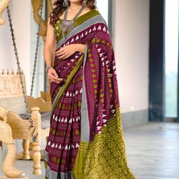 Suha Maroon Pure Cotton Printed Block Print Sarees-picture-27
