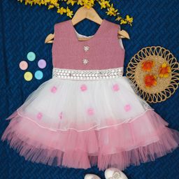 ZG GARMENTS Girls Embroidered Net Fit & Flare Dress-image-72