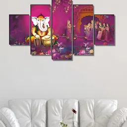 Myntra Elegant Homes White & Purple 5 Piece Wood Religious Wall Paintings-image-73