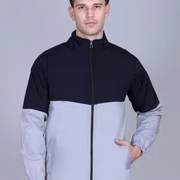 The Roadster Lifestyle Co Men Colourblocked Mock Collar Windcheater Zipper Tailored Jacket-picture-53