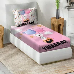 Steve & Anderson Pink & Black Printed Cotton 144 TC Single Bedsheet Sets 1.50m x 2.25m-picture-38