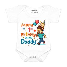 Arvesa Papa First Birthday With Me Printed Bodusuit-image-79