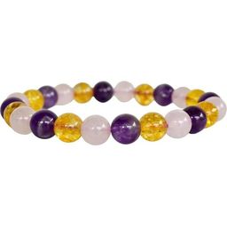 VIBESLE Unisex Amethyst & Rose Quartz With Citrine Crystals Beaded Bracelet-5