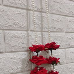 Sellplus Red & White Beaded Rose Tassel Hanging-image-89