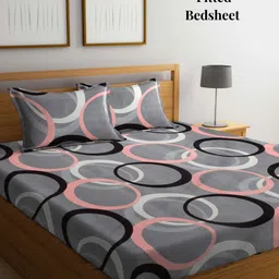 Aura Grey & Black Geometric 300 TC King Fitted Bedsheet Set 2.50 m x 2.15 m-image-100