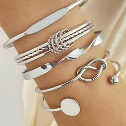 GOLDIWALA Set Of 5 Silver-Plated Cuff Bracelet-29