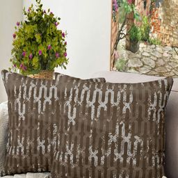Blue Grass Brown 2 Pieces Velvet Cushion Covers-image-34