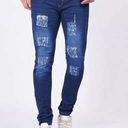 LINARIA Men Classic Slim Fit Mid-Rise Heavy Fade Mildly Distressed Jeans-picture-4